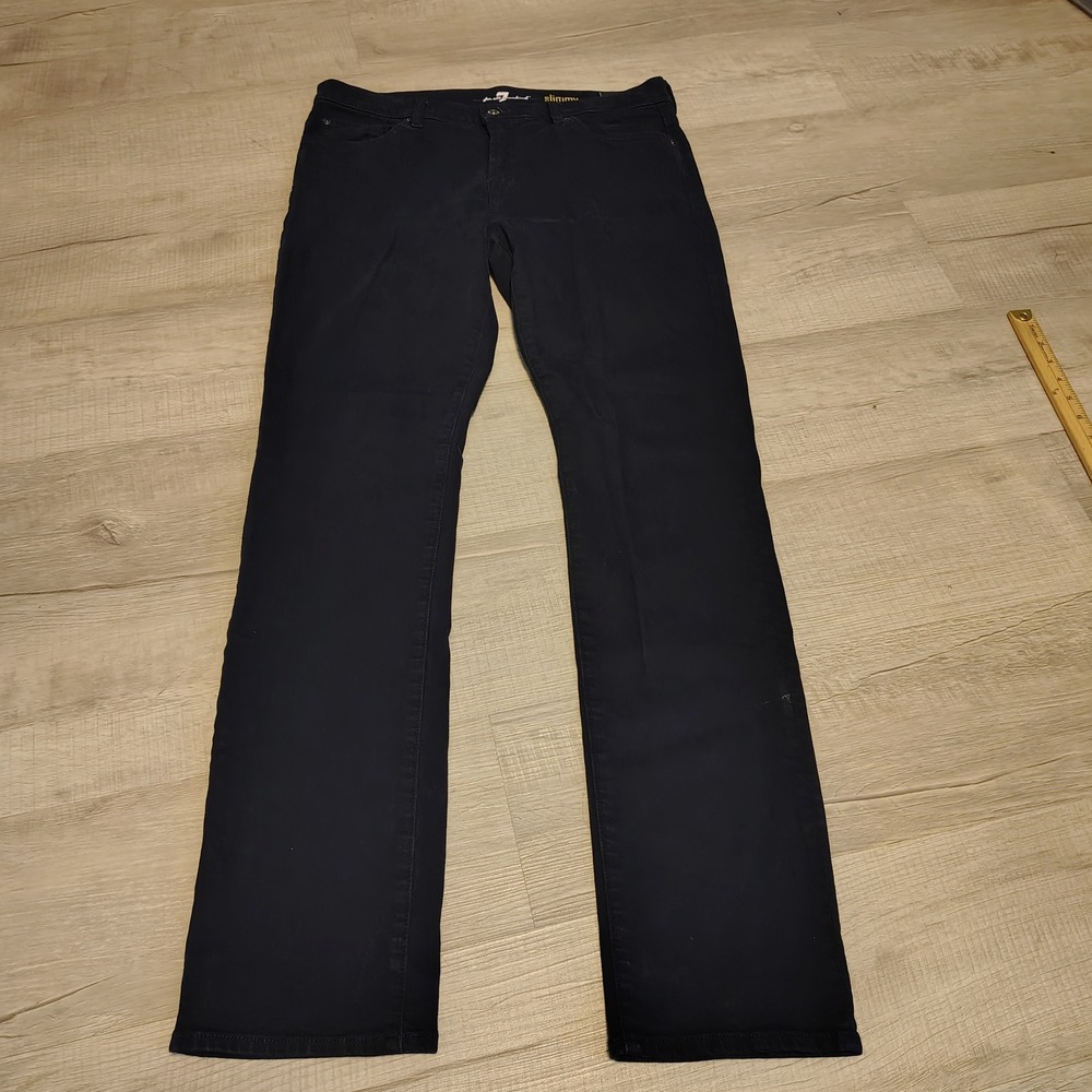 7 For All Mankind Slimmy Jeans Mens 33x34 Dark Navy Blue Slim Fit Stretch Pants